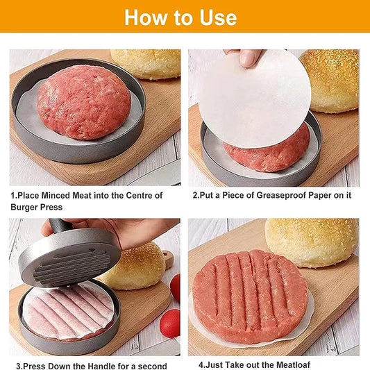 Non-Stick Burger Press with 100 Patty Papers