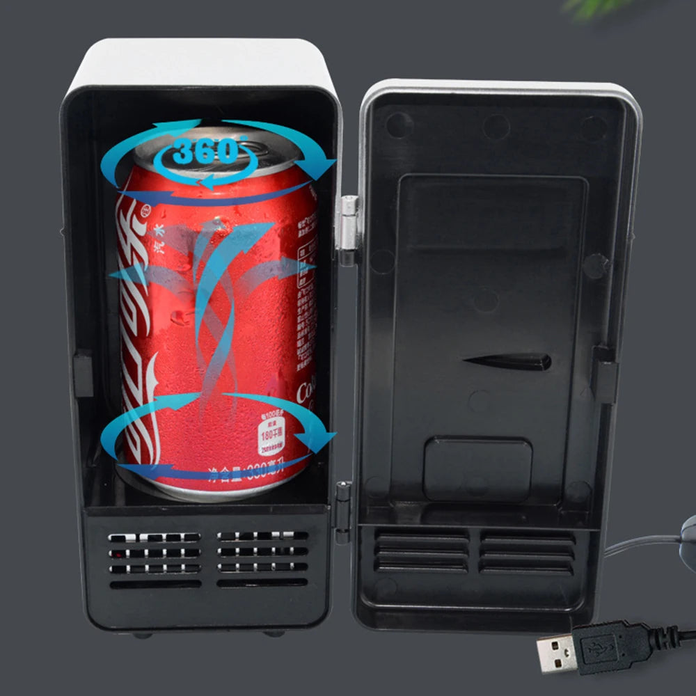 USB Refrigerator Fridge Portable Cooler Mini Beverage Drink Cans Cooler / Warmer for Car Laptop PC Computer Black Red Color 2025