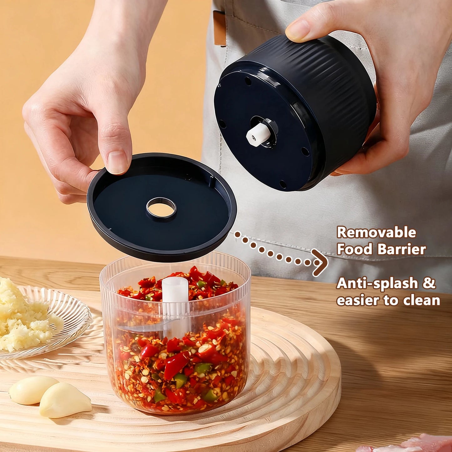 320ml Electric Mini Garlic Chopper USB Chili Pepper Grinder Kitchen Tool for Crushing Garlic Ginger Vegetables Baby Food Gift