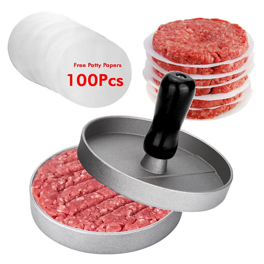 Non-Stick Burger Press with 100 Patty Papers