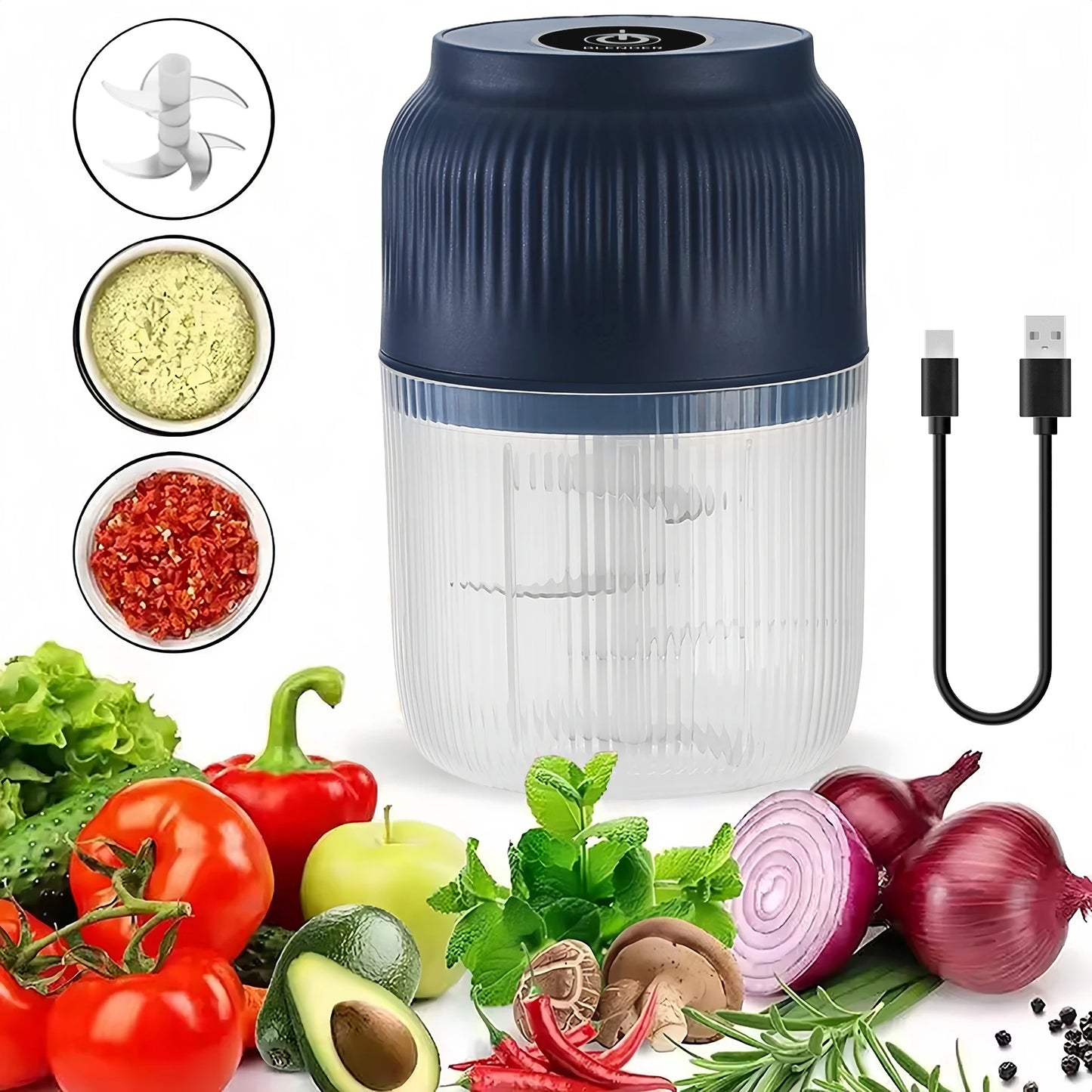 320ml Electric Mini Garlic Chopper USB Chili Pepper Grinder Kitchen Tool for Crushing Garlic Ginger Vegetables Baby Food Gift